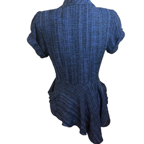 Nanette Lepore | Blue Tweed Asymmetrical Blazer | Sz 4 - Picture 9 of 14